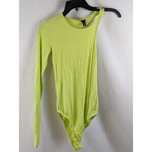 One Sleeve Asymmetrical Lime Green Bodysuit Wild Fable M Snap Layering One Piece
